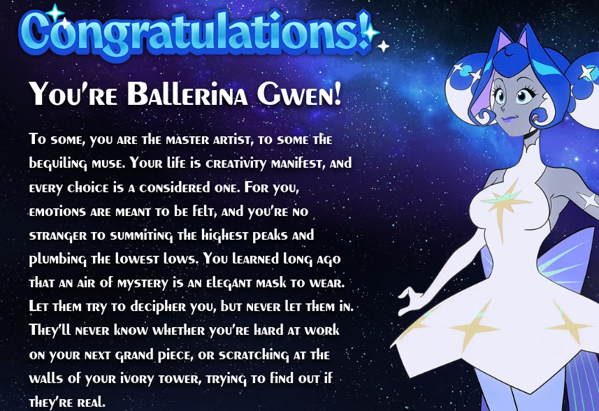 You are Ballerina Gwen!